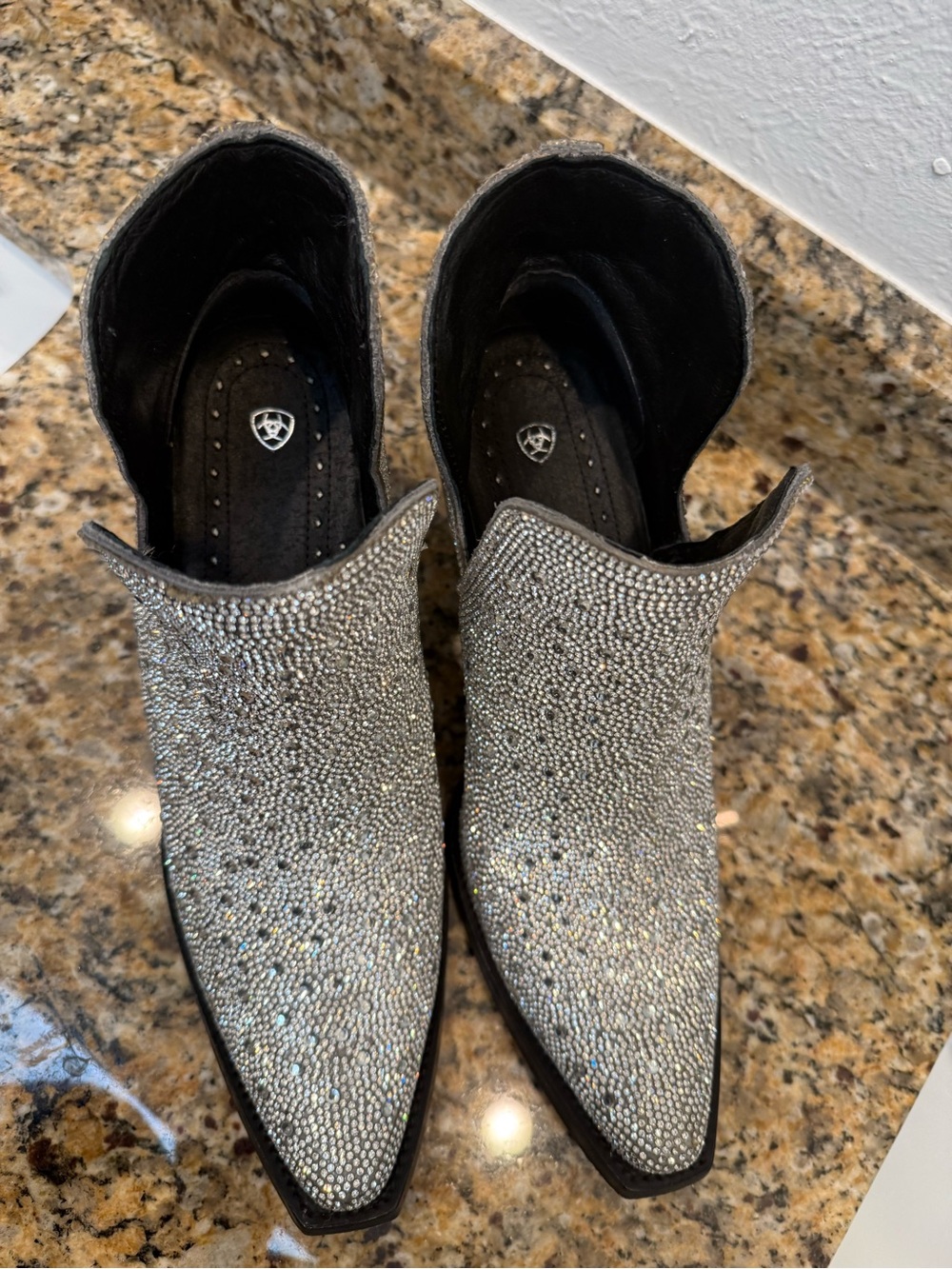 Ariat Sparkling Crystal-Embellished Silver Ankle Booties